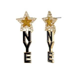 Gold and Black Star Earrings